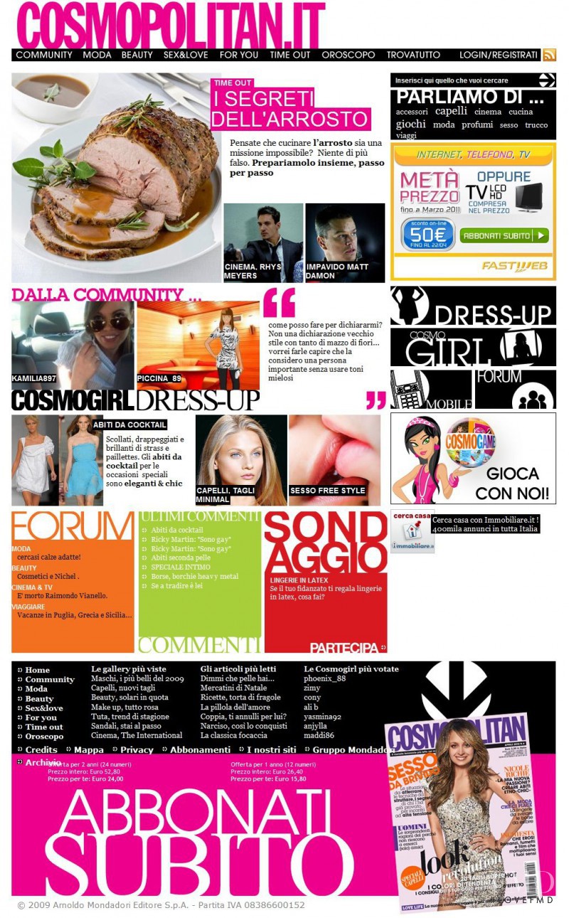  featured on the Cosmopolitan.it screen from April 2010