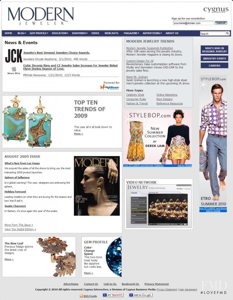  featured on the ModernJeweler.com screen from April 2010