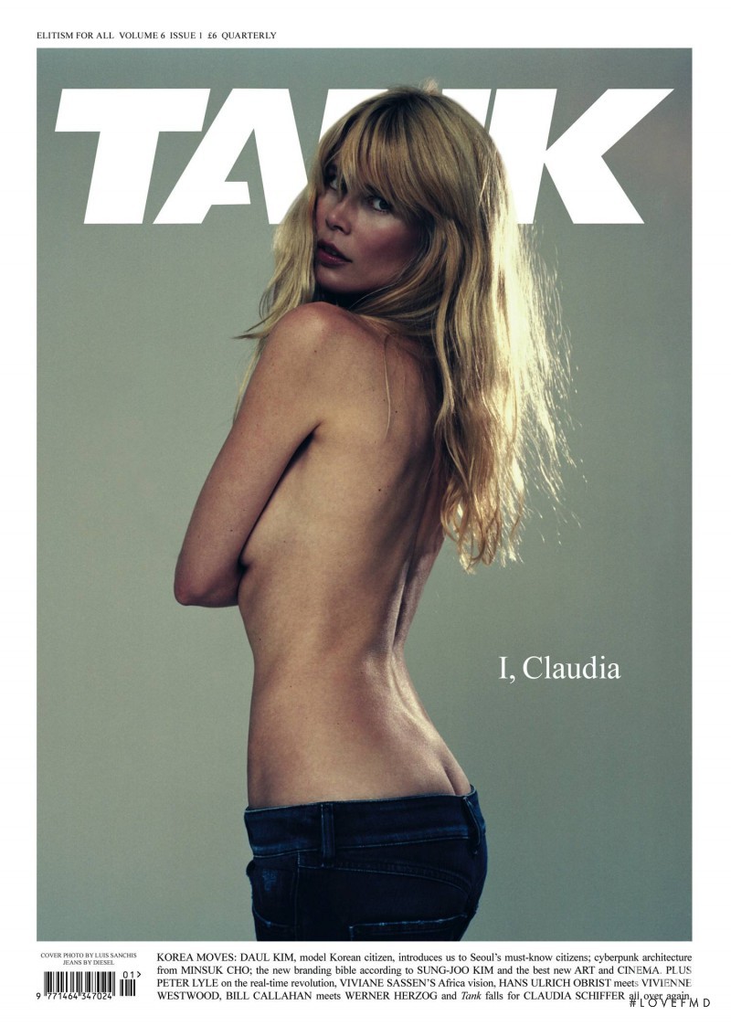Claudia Schiffer featured on the TANK cover from August 2009