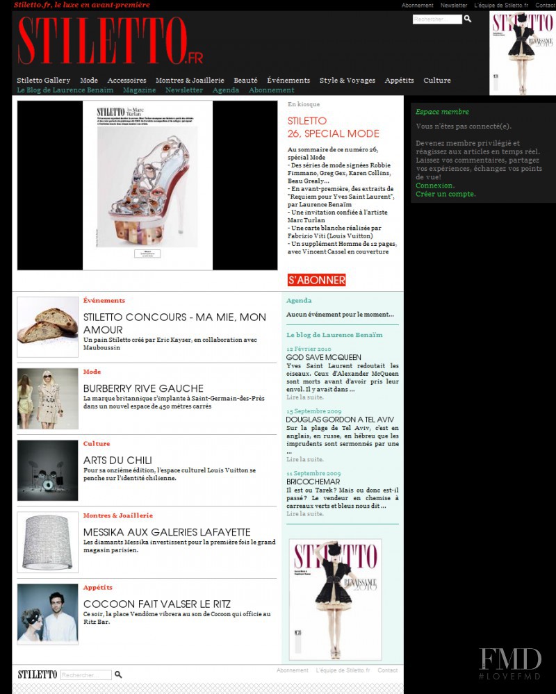  featured on the Stiletto.fr screen from April 2010