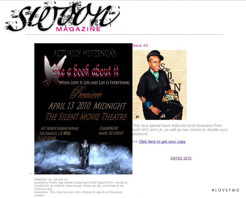  featured on the SwoonMagazine.com screen from April 2010