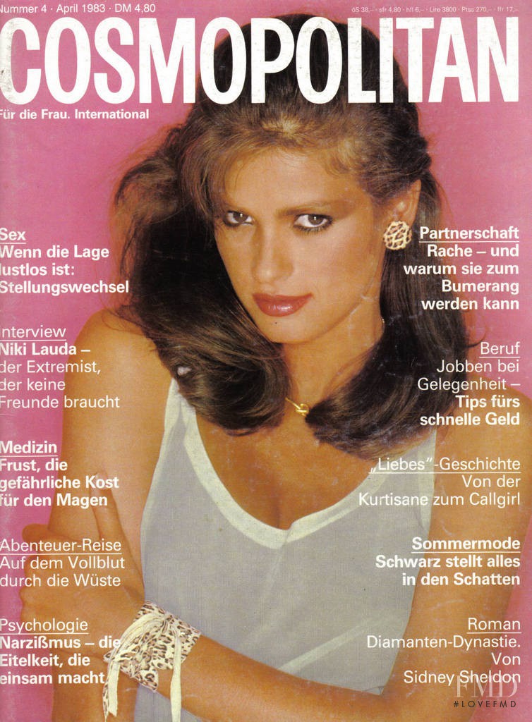 Gia Marie Carangi featured on the Cosmopolitan Germany cover from April 1983