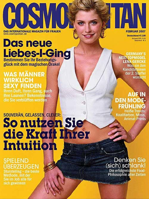 Lena Gercke featured on the Cosmopolitan Germany cover from February 2007