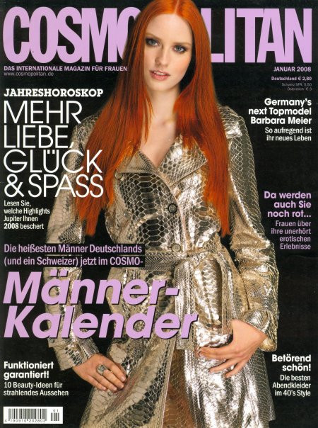 Barbara Meier featured on the Cosmopolitan Germany cover from January 2008