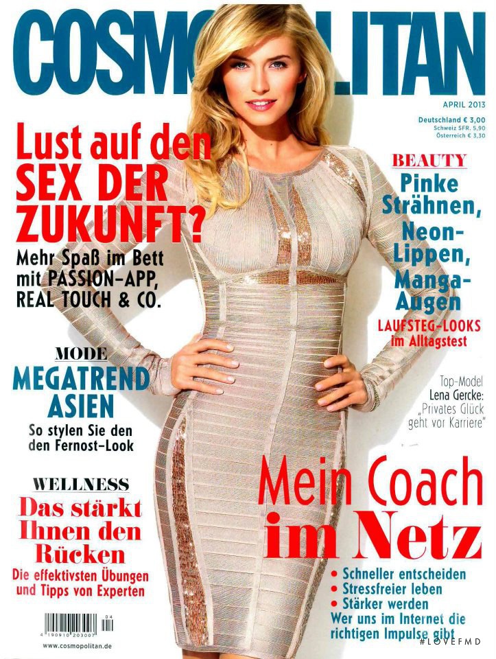 Lena Gercke featured on the Cosmopolitan Germany cover from April 2013