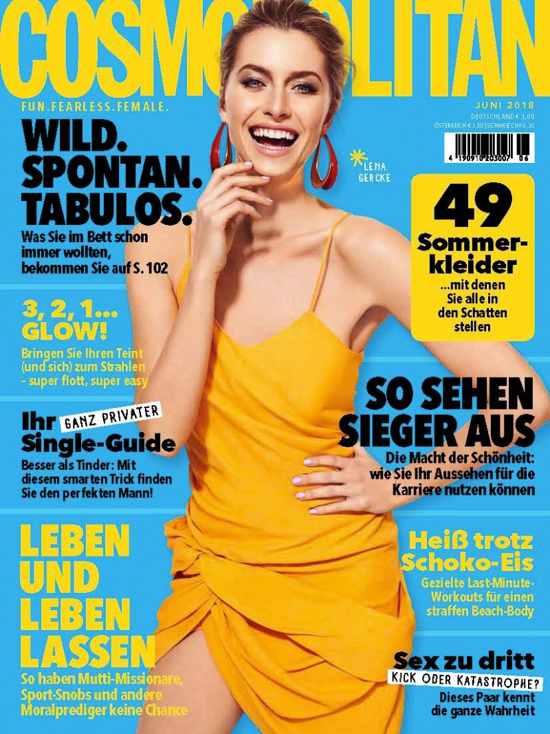 Lena Gercke featured on the Cosmopolitan Germany cover from June 2018