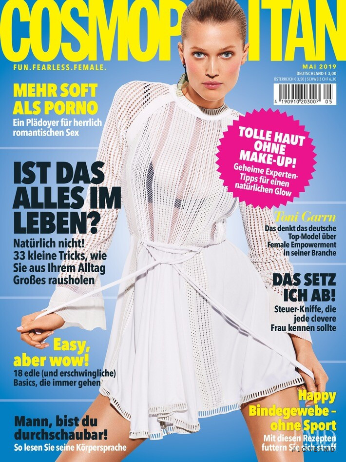 Toni Garrn featured on the Cosmopolitan Germany cover from May 2019
