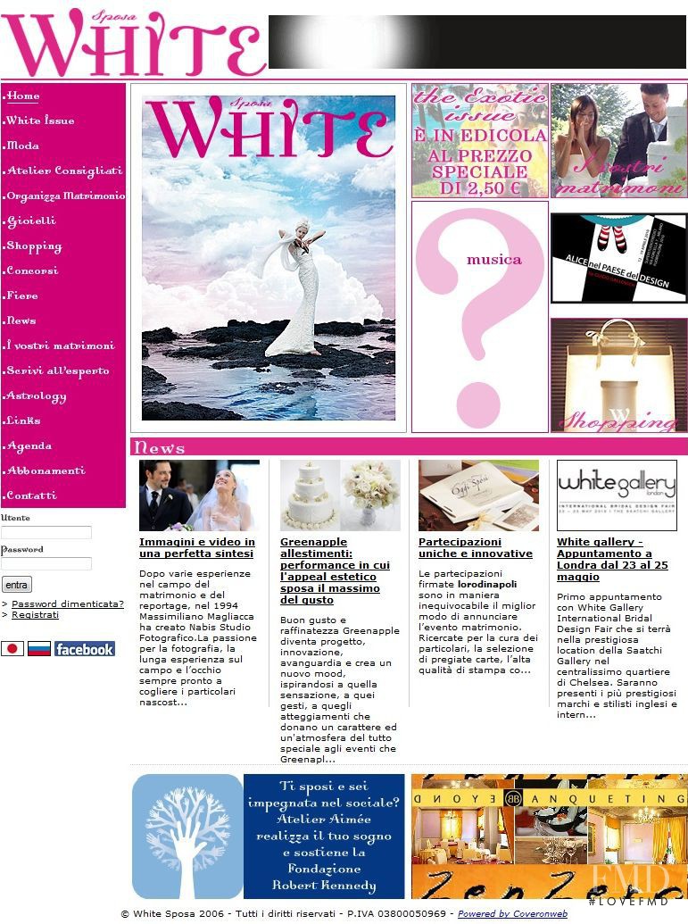  featured on the WhiteMagazine.it screen from April 2010