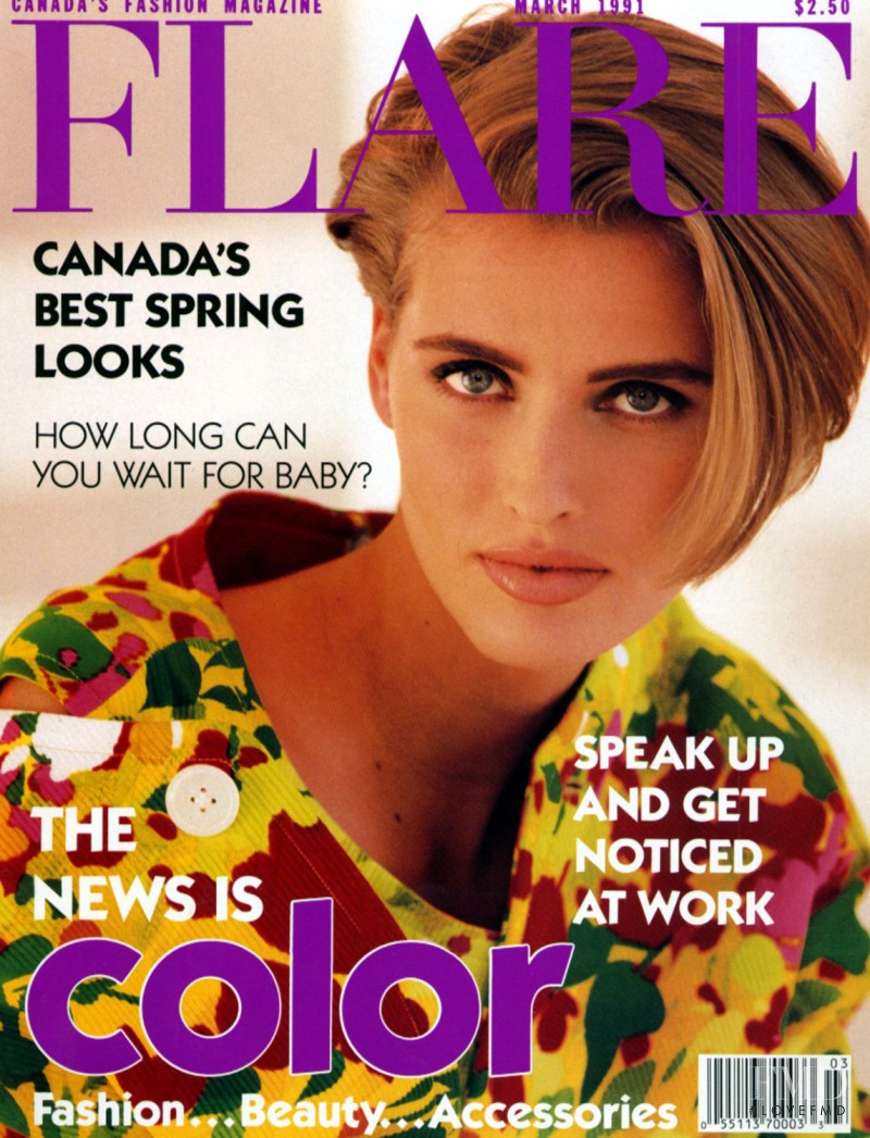 Cathy Fedoruk featured on the Flare Canada cover from March 1991