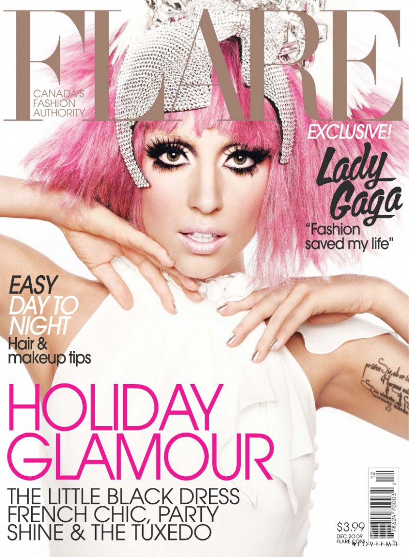 Lady Gaga featured on the Flare Canada cover from December 2009