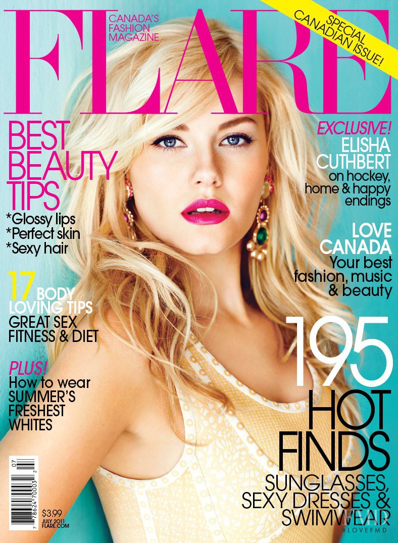 Elisha Cuthbert featured on the Flare Canada cover from July 2011
