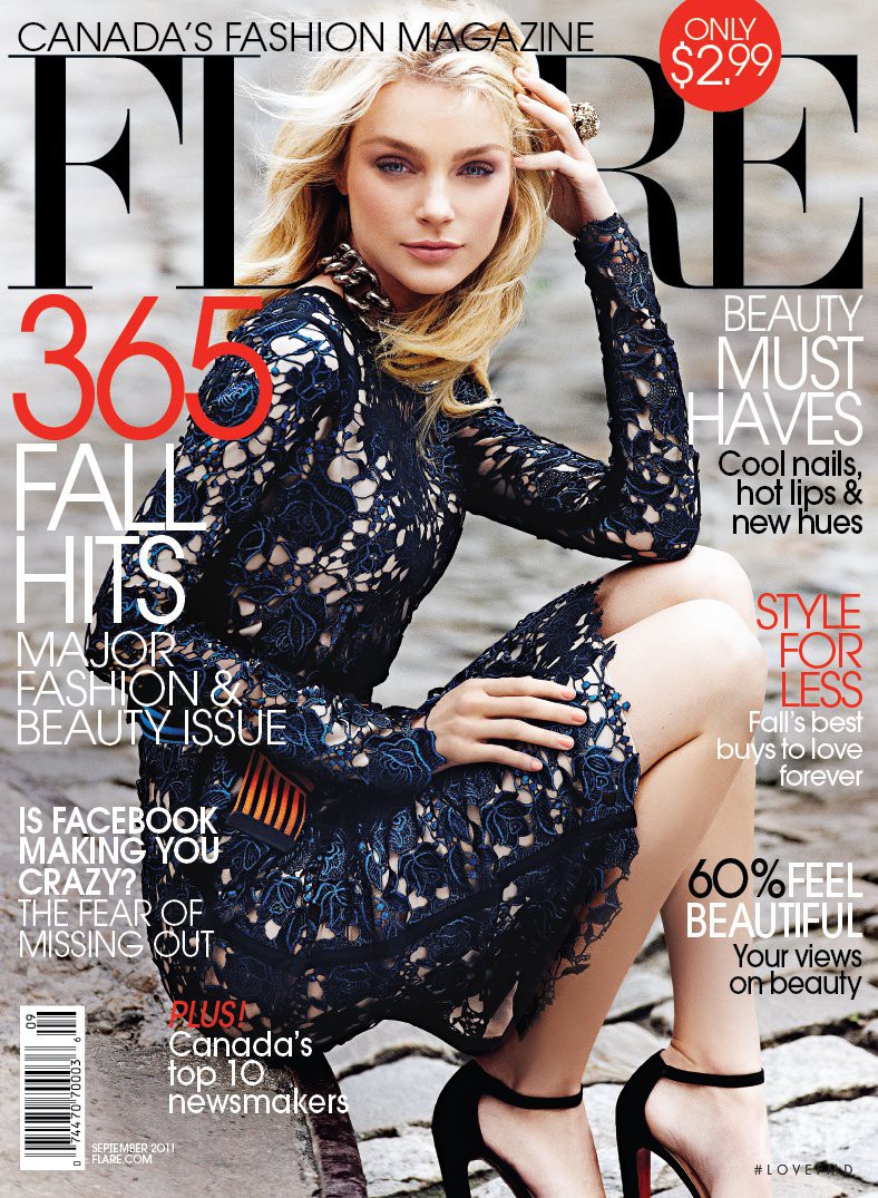 Jessica Stam featured on the Flare Canada cover from September 2011