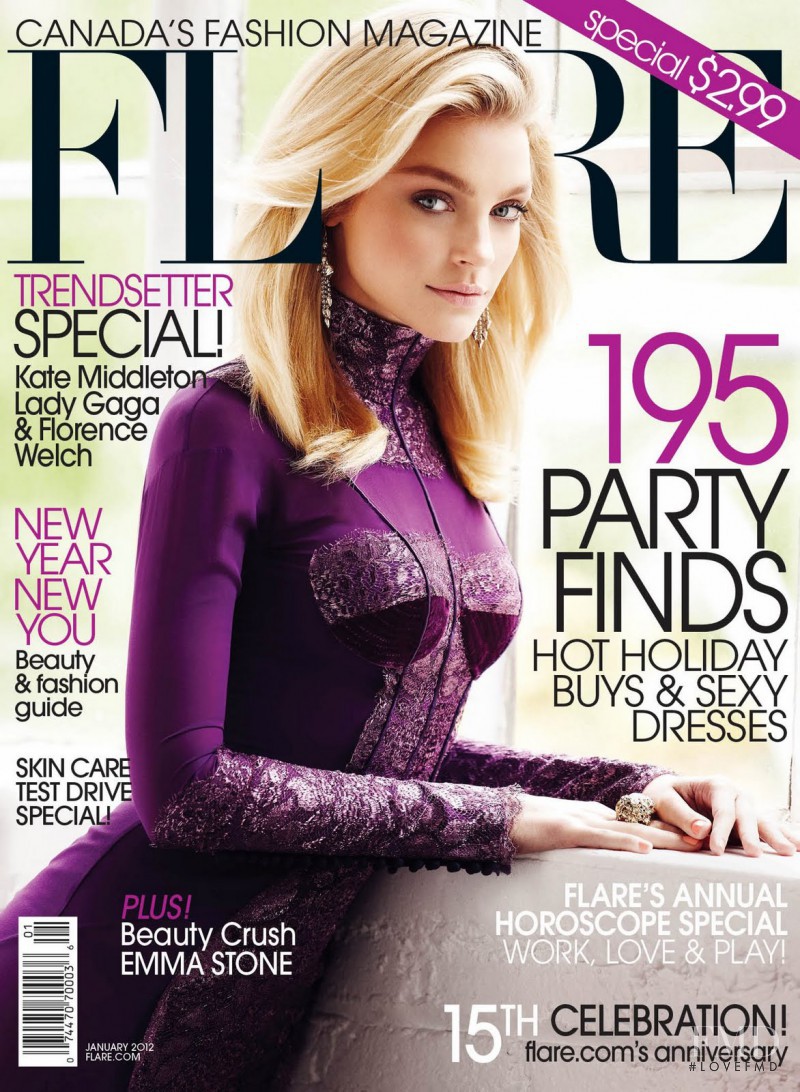 Jessica Stam featured on the Flare Canada cover from January 2012