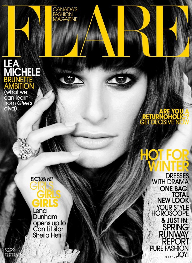 Lea Michele featured on the Flare Canada cover from January 2013
