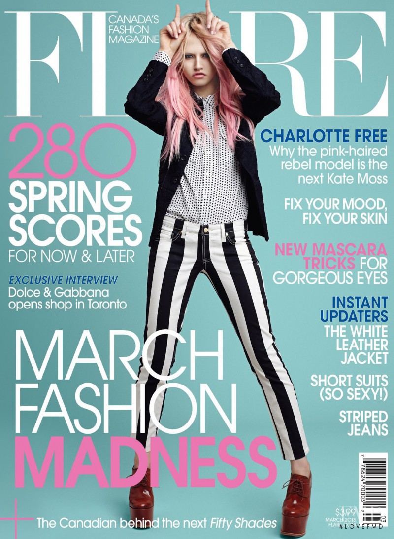 Charlotte Free featured on the Flare Canada cover from March 2013