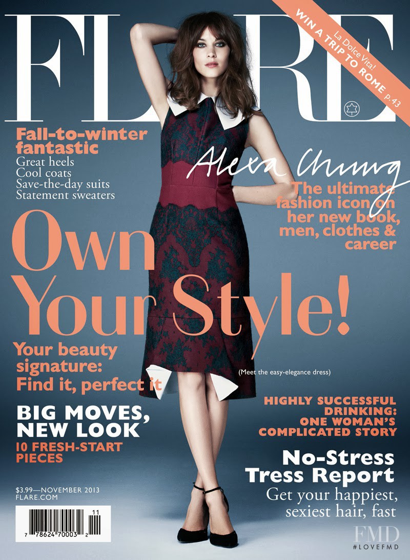 Alexa Chung featured on the Flare Canada cover from November 2013