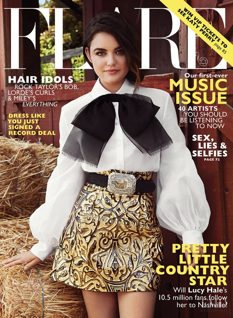 Lucy Hale featured on the Flare Canada cover from July 2014