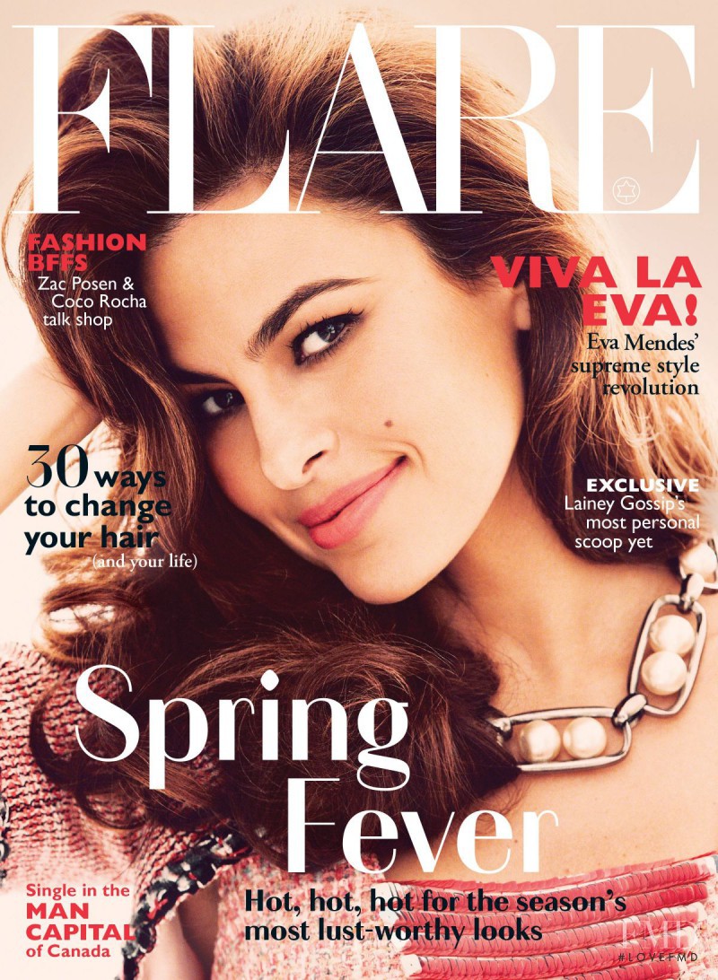 Eva Mendes featured on the Flare Canada cover from May 2014