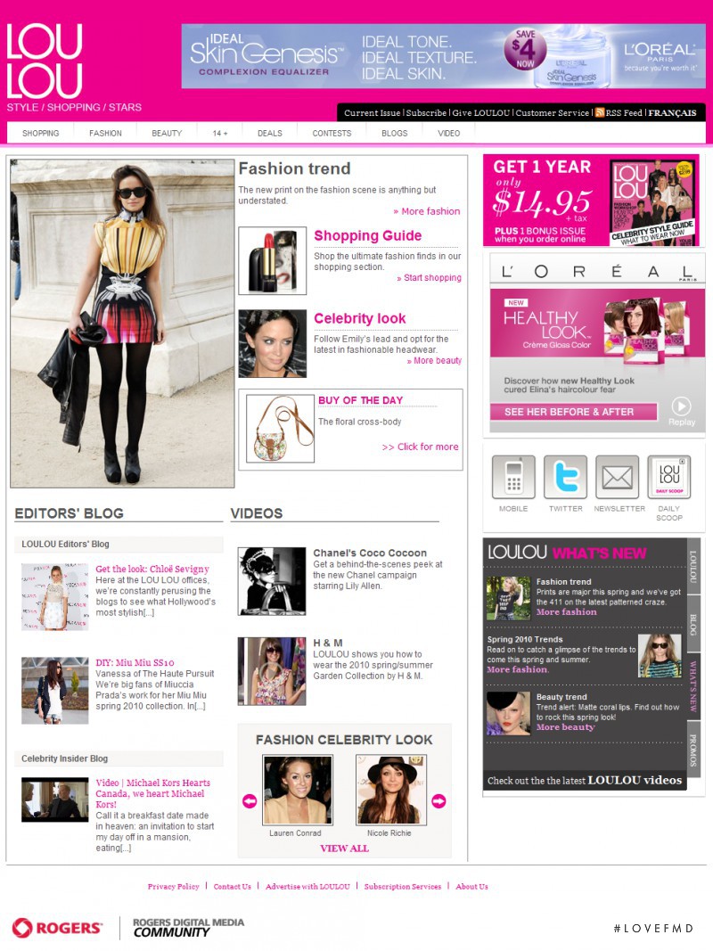  featured on the LouLouMagazine.com screen from April 2010