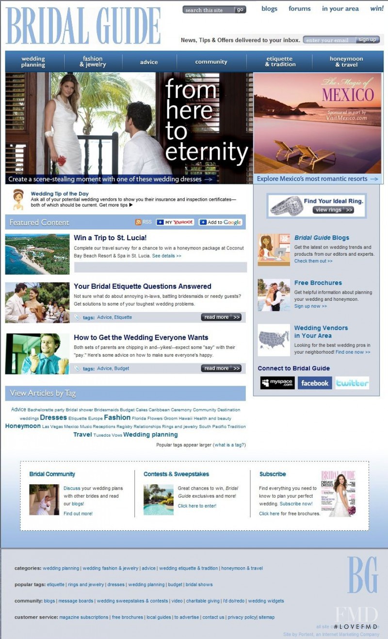  featured on the BridalGuide.com screen from April 2010