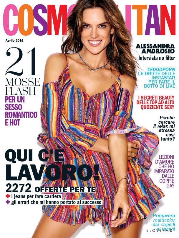 Alessandra Ambrosio featured on the Cosmopolitan Italy cover from April 2016