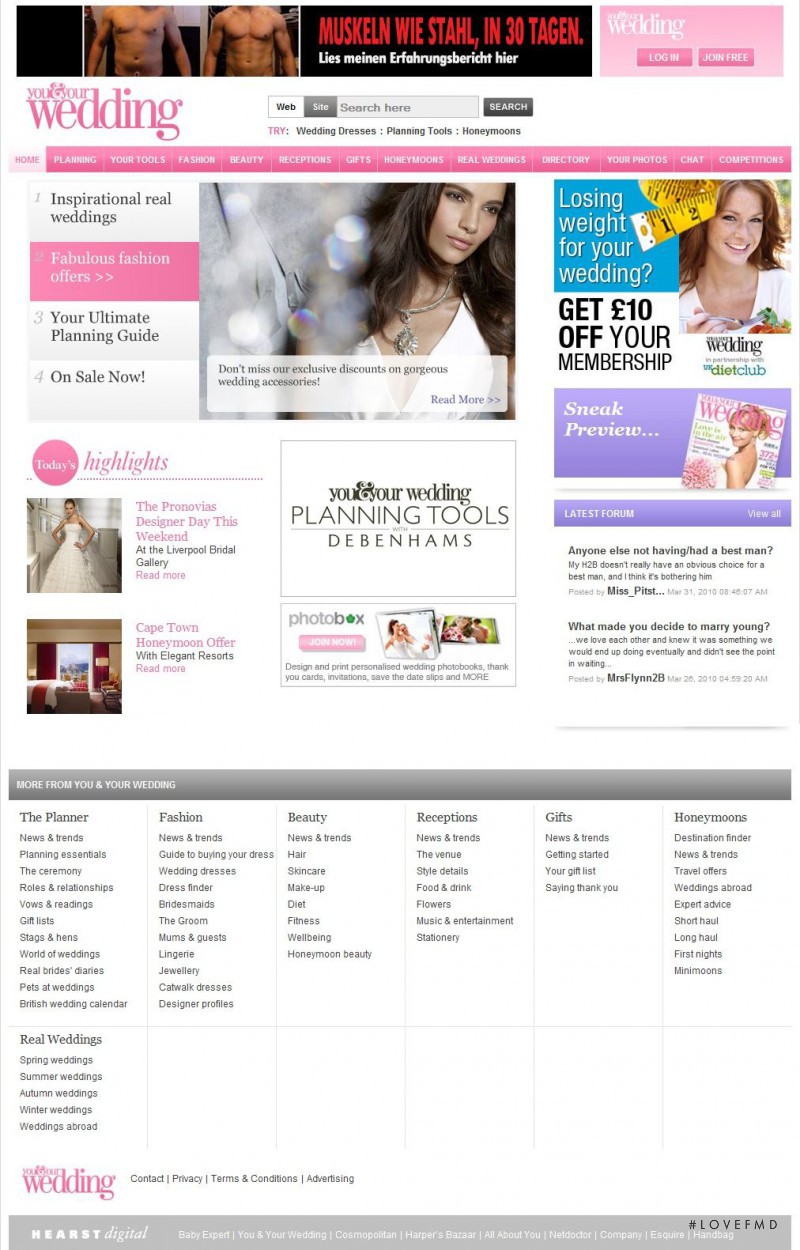  featured on the youandyourwedding.co.uk screen from April 2010