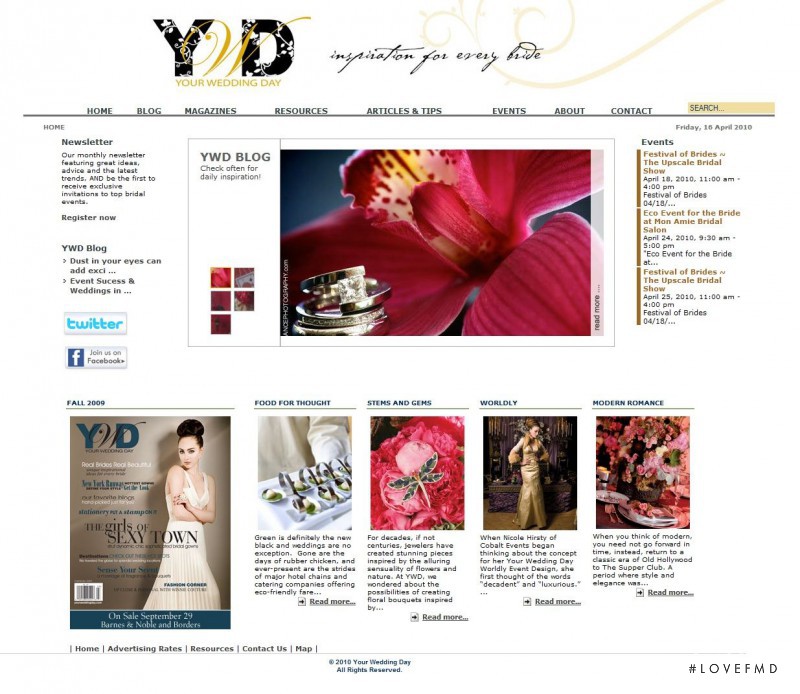  featured on the YourWeddingDay.com screen from April 2010