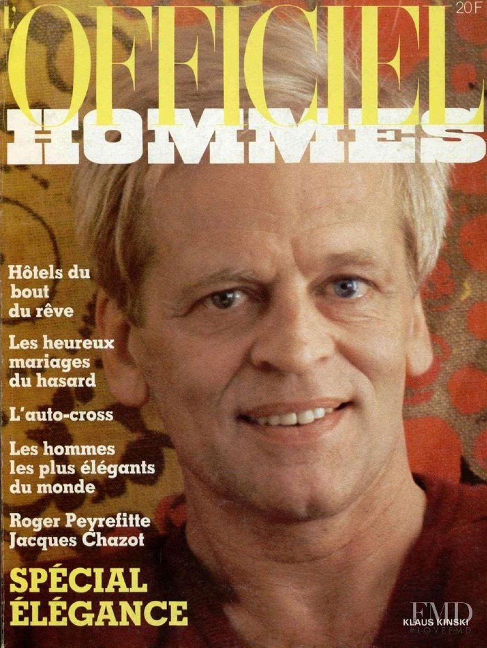 Klaus Kinski featured on the L\'Officiel Hommes cover from November 1979