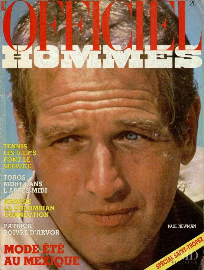 Paul Newman featured on the L\'Officiel Hommes cover from February 1980
