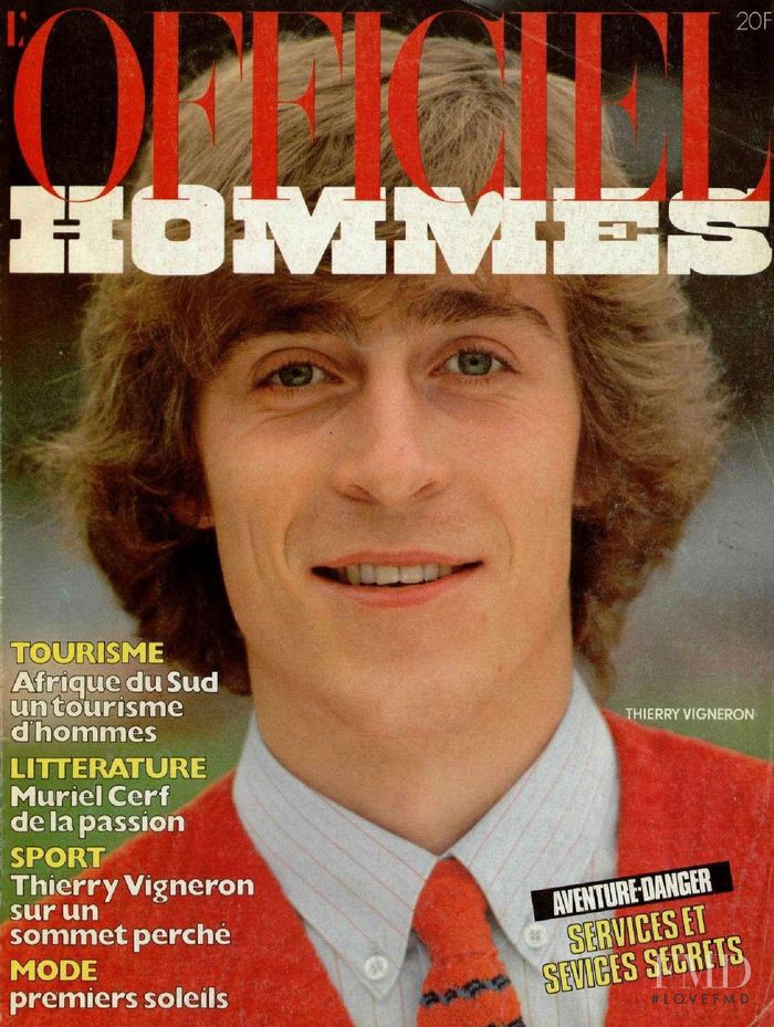 Thierry Vigneron featured on the L\'Officiel Hommes cover from April 1981
