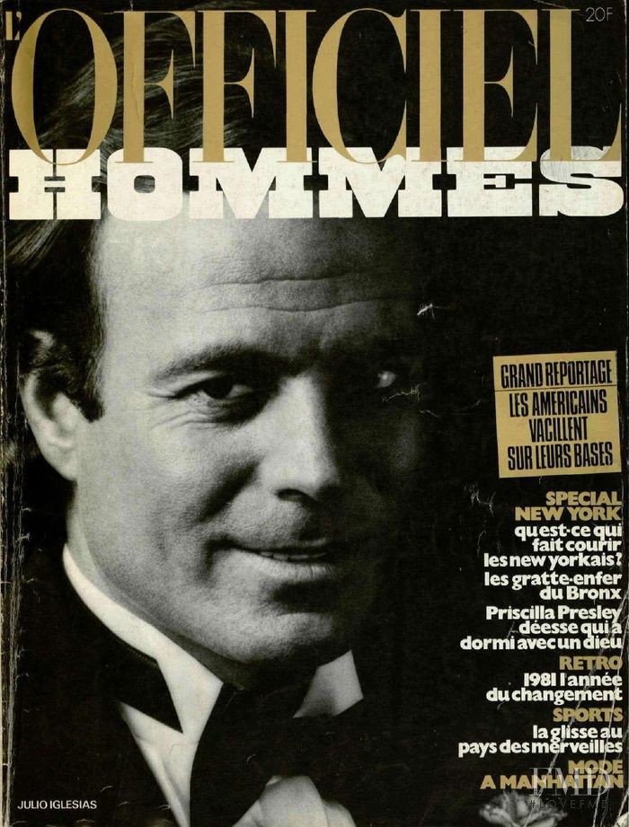 Julio Iglesias featured on the L\'Officiel Hommes cover from December 1981