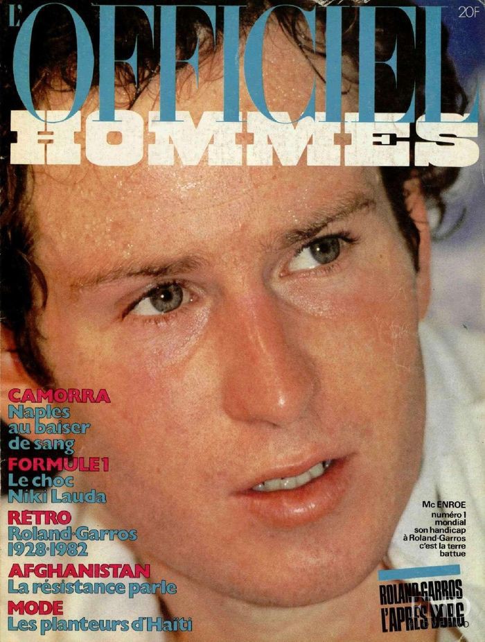 Mc Enroe featured on the L\'Officiel Hommes cover from April 1982