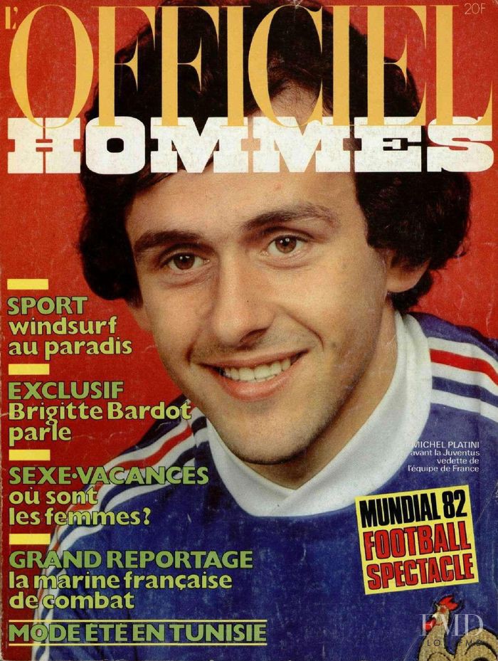 Michel Platini featured on the L\'Officiel Hommes cover from June 1982