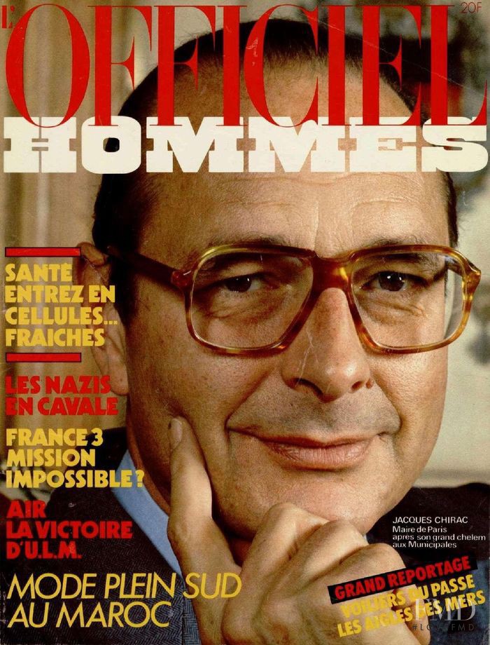 Jacques Chirac featured on the L\'Officiel Hommes cover from April 1983