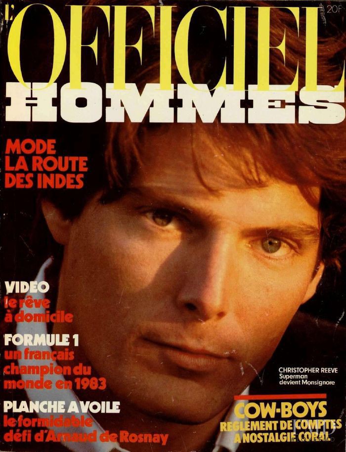 Christopher Reeve featured on the L\'Officiel Hommes cover from February 1983