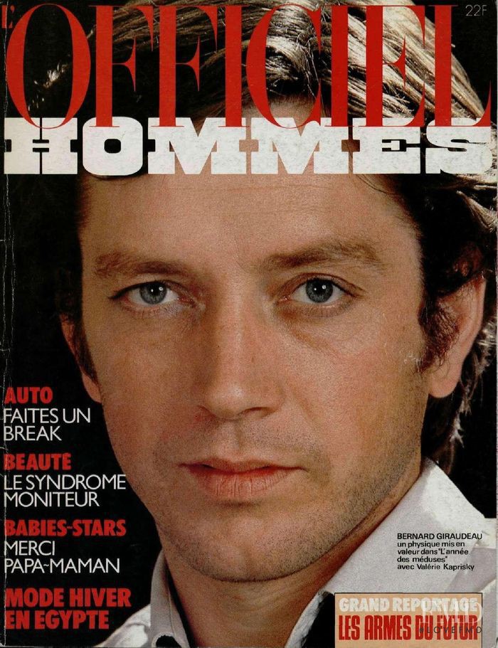 Bernard Giraudeau featured on the L\'Officiel Hommes cover from October 1984