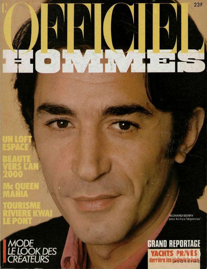 Richard Berry featured on the L\'Officiel Hommes cover from February 1985