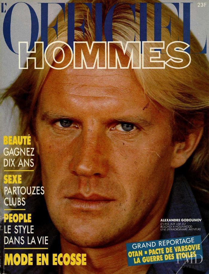 Alexandre Godounov featured on the L\'Officiel Hommes cover from June 1986