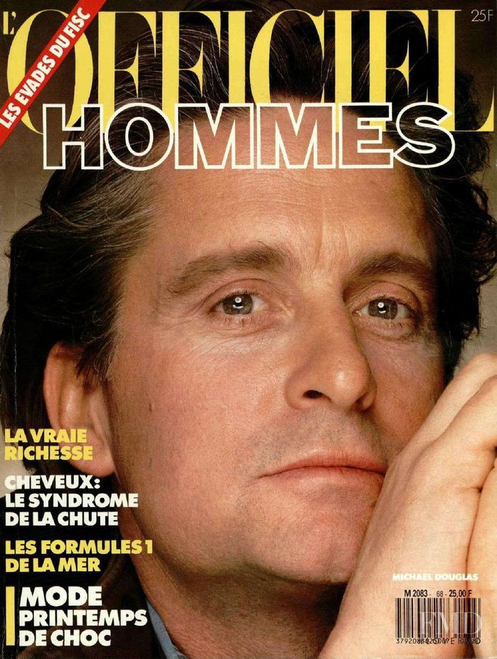 Michael Douglas featured on the L\'Officiel Hommes cover from February 1988