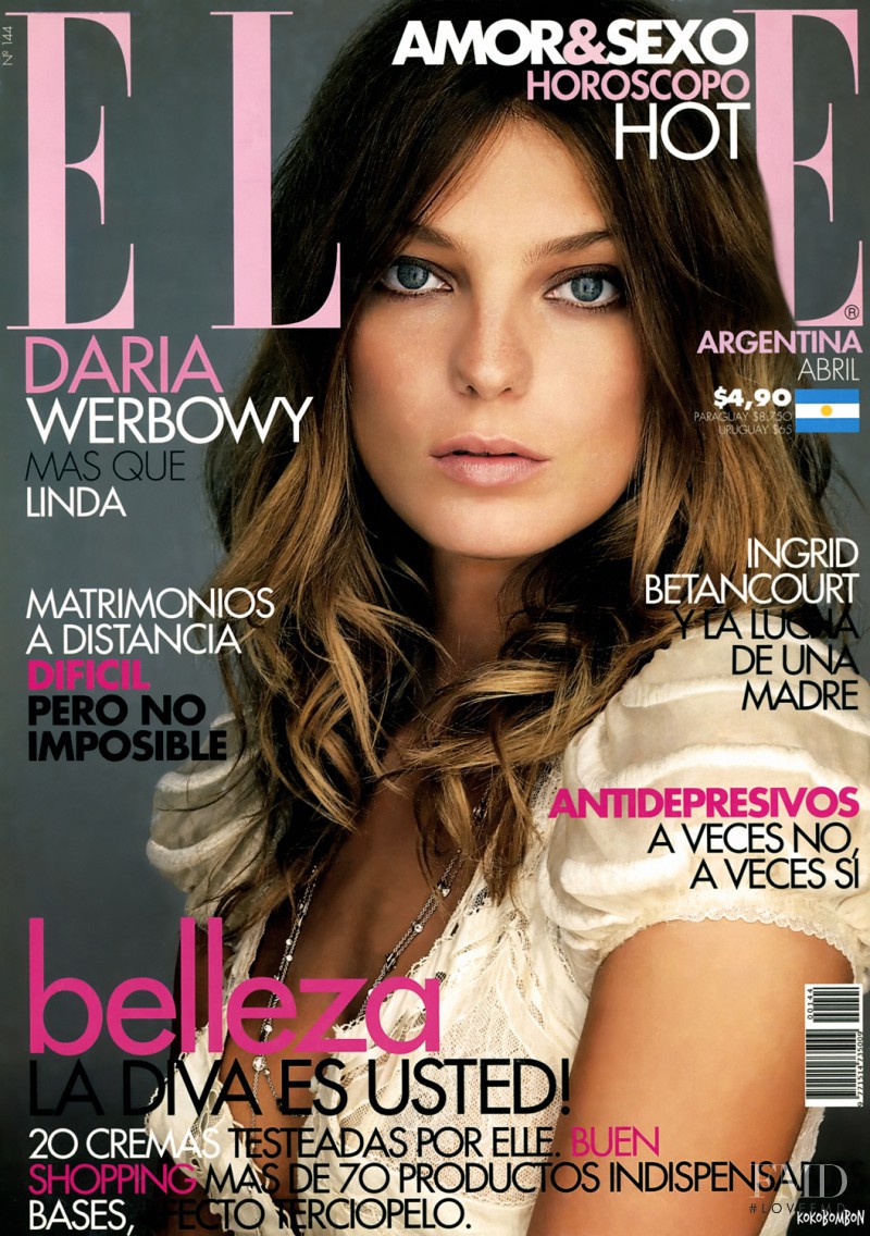 Daria Werbowy featured on the Elle Argentina cover from April 2006