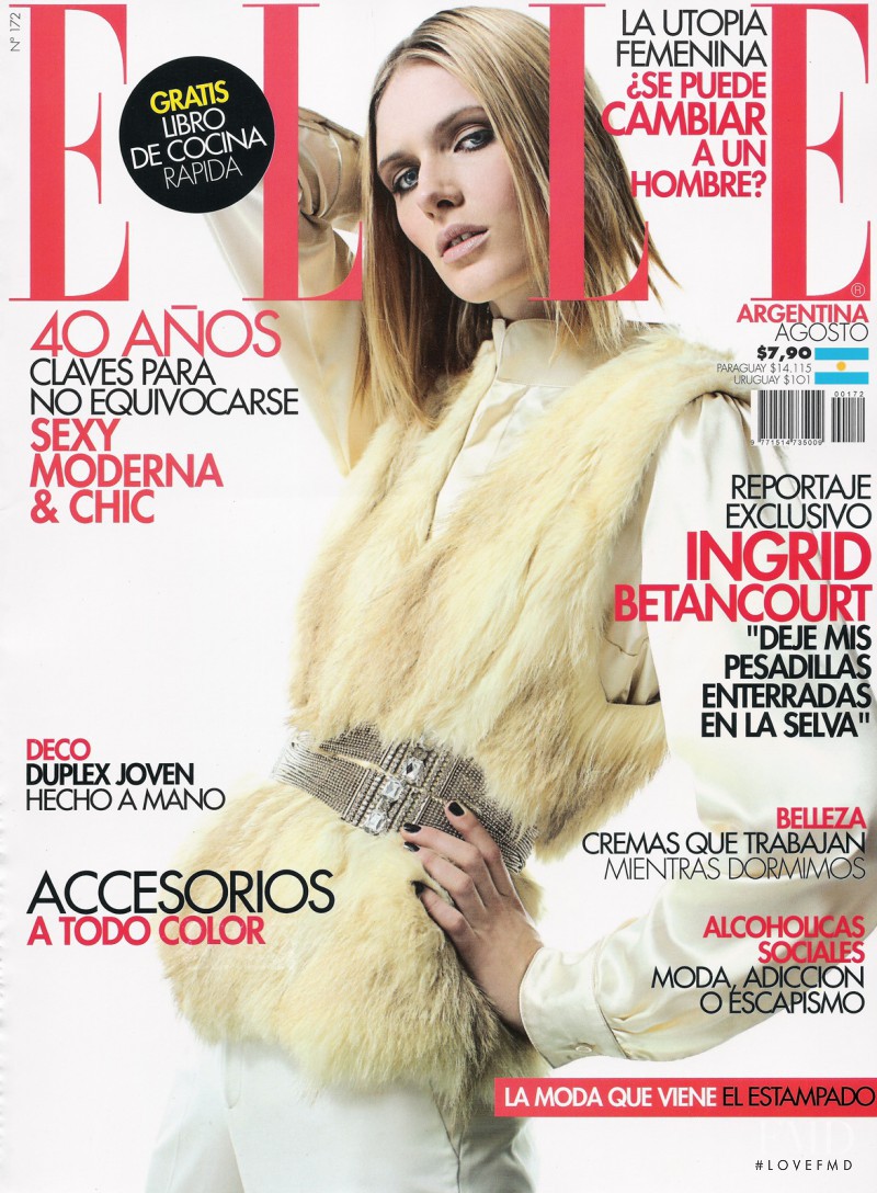 Romina Lanaro featured on the Elle Argentina cover from August 2008