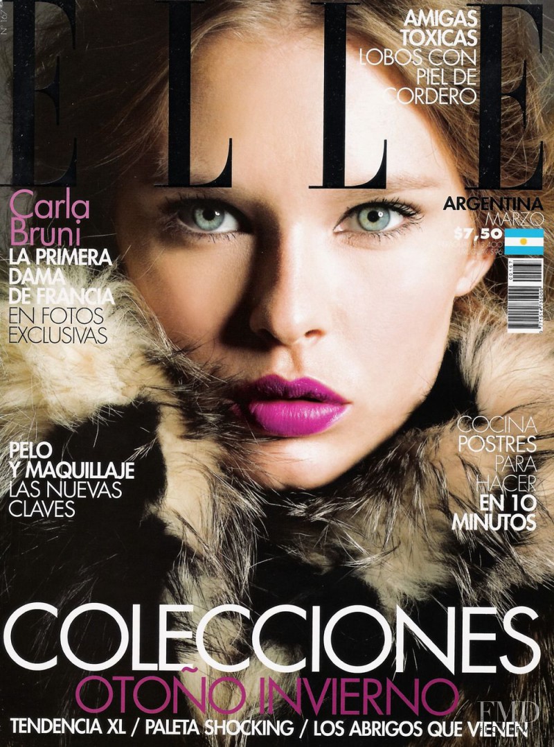Fernanda Traviski featured on the Elle Argentina cover from March 2008