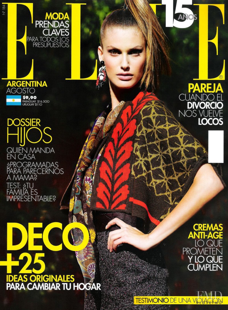 Caroline Francischini featured on the Elle Argentina cover from August 2009