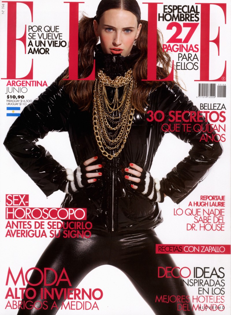 Azul Caletti featured on the Elle Argentina cover from June 2010