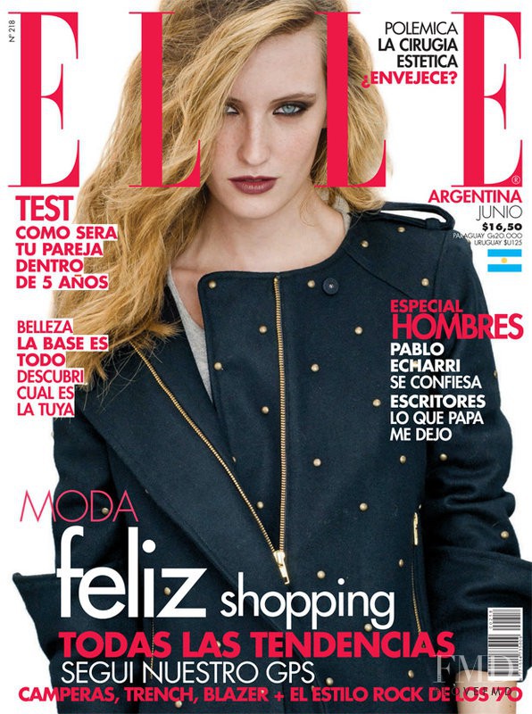Azul Caletti featured on the Elle Argentina cover from June 2012