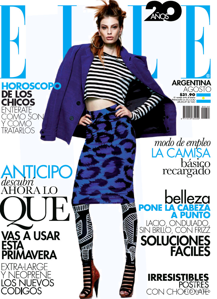 Cassi van den Dungen featured on the Elle Argentina cover from August 2014
