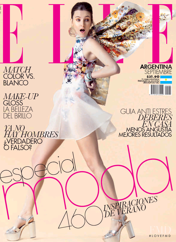 Azul Caletti featured on the Elle Argentina cover from September 2014