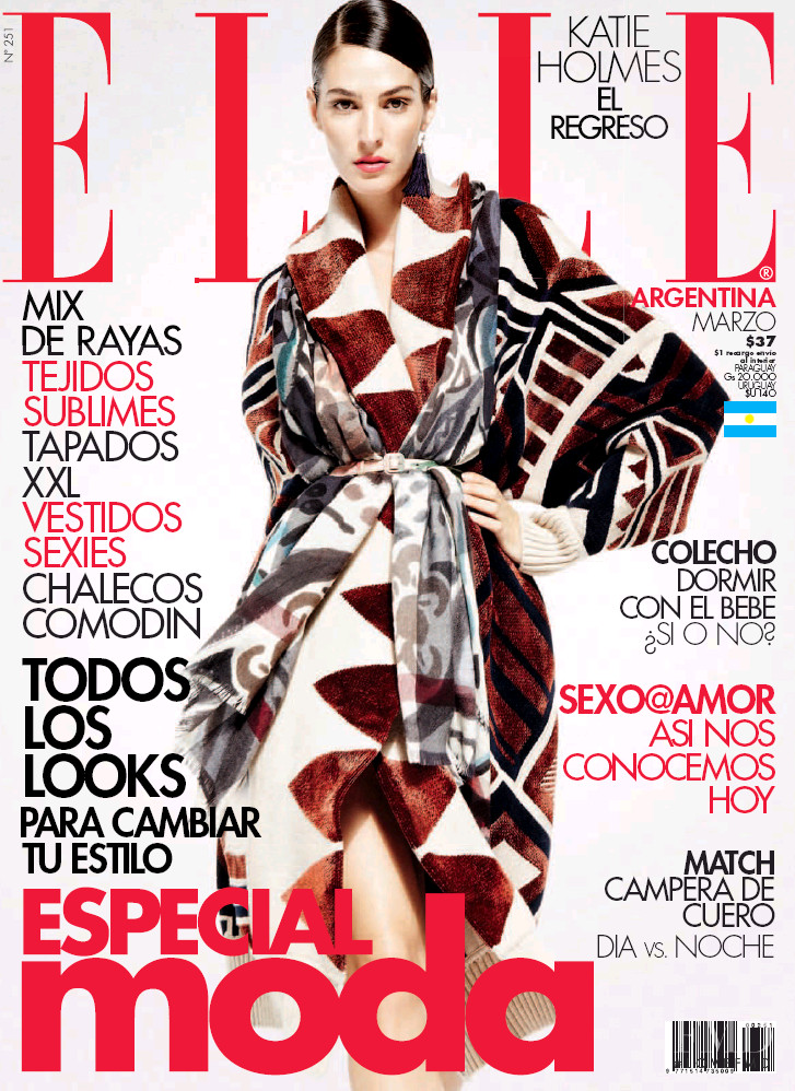 Emina Cunmulaj featured on the Elle Argentina cover from March 2015