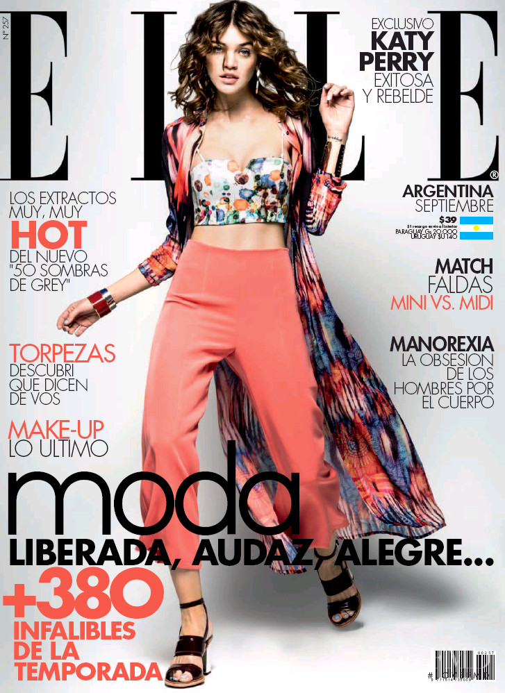 Belen Bergagna featured on the Elle Argentina cover from September 2015