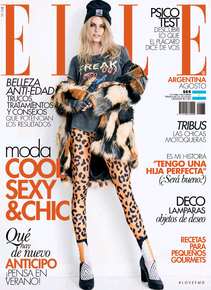 Kristin Kagay featured on the Elle Argentina cover from August 2016